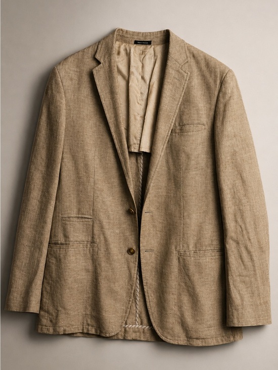 Other - R&K Originals Men’s 42 Long Slim Fit Tan Linen Blend Herringbone Blazer